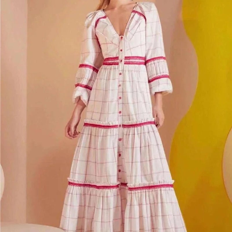 Maxi dresses with a wrap - around style for a customizable fitKittenAlarm - Irina Plaid Maxi Dress