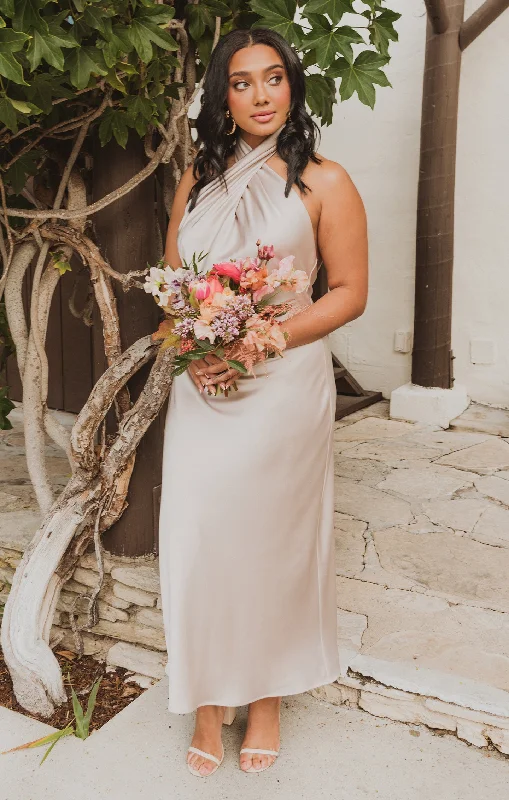Denim maxi dresses with frayed hems for a casual lookJasmine Halter Midi Dress ~ Show Me The Ring Luxe Satin Denim maxi dresses with frayed hems for a casual lookJasmine Halter Midi Dress ~ Show Me The Ring Luxe Satin