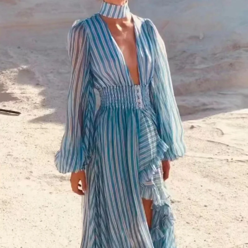 Maxi dresses with beaded embellishments for a fancy and luxurious eventKittenAlarm - Lonna Irregular Stripe Deep V Dress Maxi dresses with beaded embellishments for a fancy and luxurious eventKittenAlarm - Lonna Irregular Stripe Deep V Dress