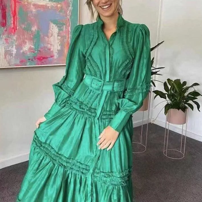 Sheer maxi dresses with lace overlays for a romantic touchKittenAlarm - Matilda Bishop Sleeves Belted Maxi Dress Sheer maxi dresses with lace overlays for a romantic touchKittenAlarm - Matilda Bishop Sleeves Belted Maxi Dress
