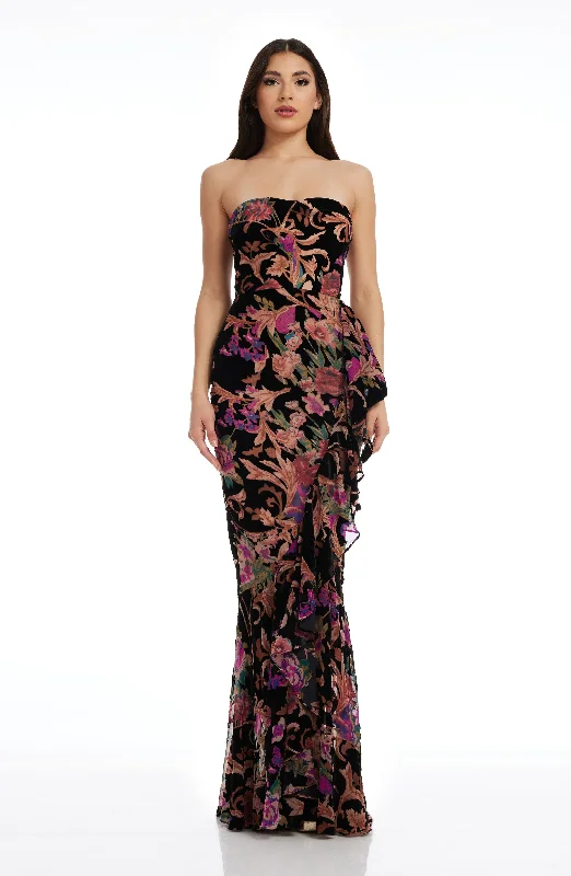 Plaid maxi dresses for fall fashion eventsParis Velvet Burnout Gown