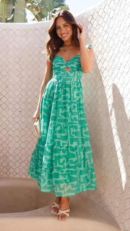 Maxi dresses with balloon sleeves for a vintage - inspired styleZakuro Maxi Dress - Green Print Maxi dresses with balloon sleeves for a vintage - inspired styleZakuro Maxi Dress - Green Print