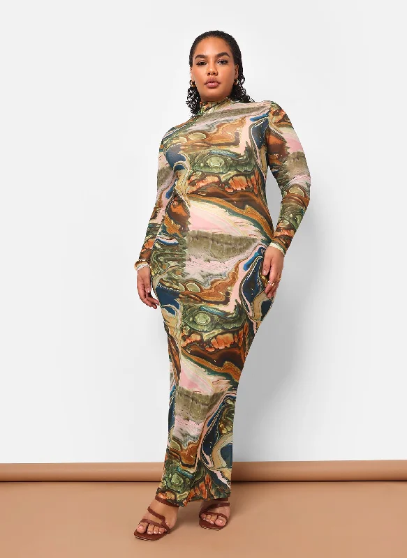 Midi dresses with empire waists for a flattering maternity optionBali Mesh Abstract Print Maxi Bodycon Dress Midi dresses with empire waists for a flattering maternity optionBali Mesh Abstract Print Maxi Bodycon Dress