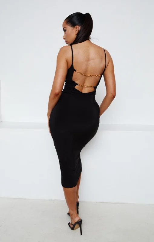 Midi dresses with button - down skirts for a unique and functional designBlack Chain Detail Strappy Bodycon Midi Dress - Penny Midi dresses with button - down skirts for a unique and functional designBlack Chain Detail Strappy Bodycon Midi Dress - Penny