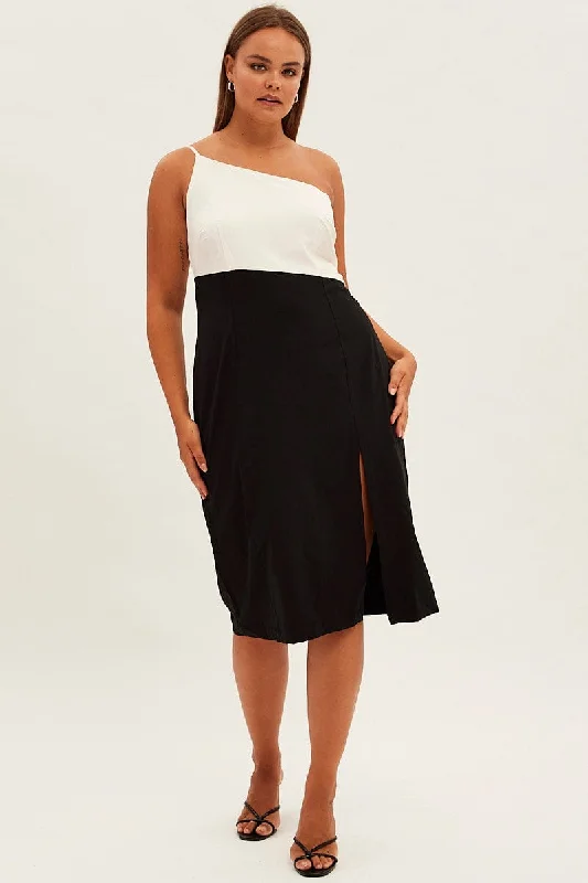 A - line midi dresses with floral prints for spring brunchesBlack Midi Dress Asymmetrical Color Block A - line midi dresses with floral prints for spring brunchesBlack Midi Dress Asymmetrical Color Block