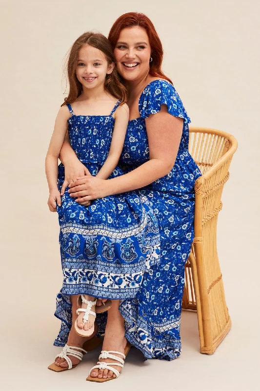 Plaid midi dresses for a fall - themed family gatheringBlue Boho Midi Dress Sort Sleeve Ruffle Plaid midi dresses for a fall - themed family gatheringBlue Boho Midi Dress Sort Sleeve Ruffle