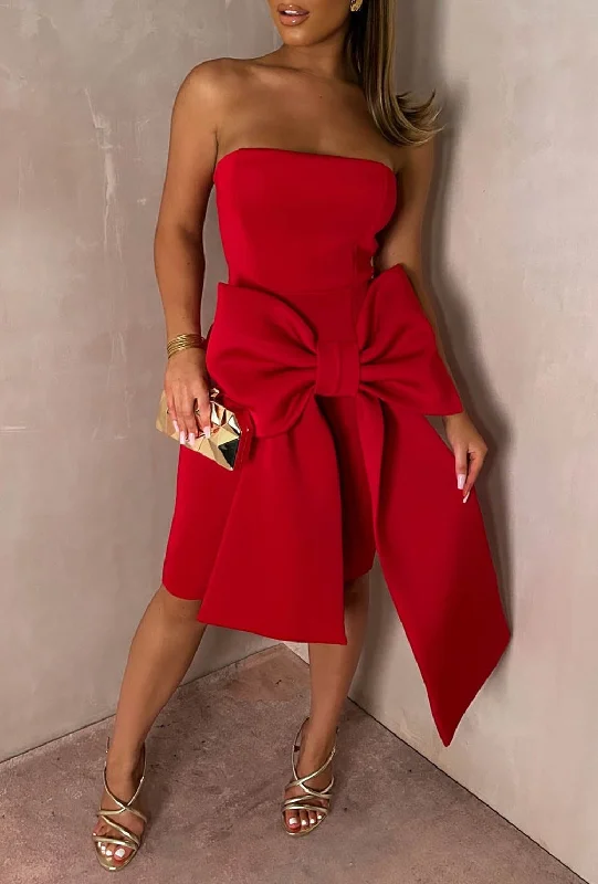Sheath midi dresses with beaded embellishments for a formal occasionClassy Dream Red Bandeau Bow Skirt Midi Dress Sheath midi dresses with beaded embellishments for a formal occasionClassy Dream Red Bandeau Bow Skirt Midi Dress