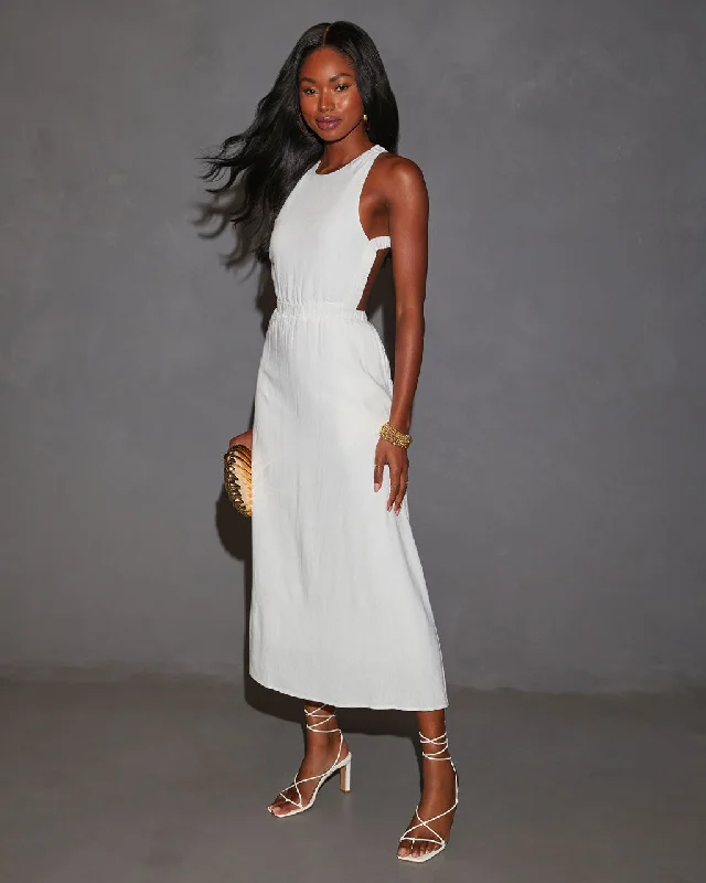 Midi dresses with denim fabric for a casual yet stylish day outAlma Criss-Cross Open Back Linen Midi Dress Midi dresses with denim fabric for a casual yet stylish day outAlma Criss-Cross Open Back Linen Midi Dress
