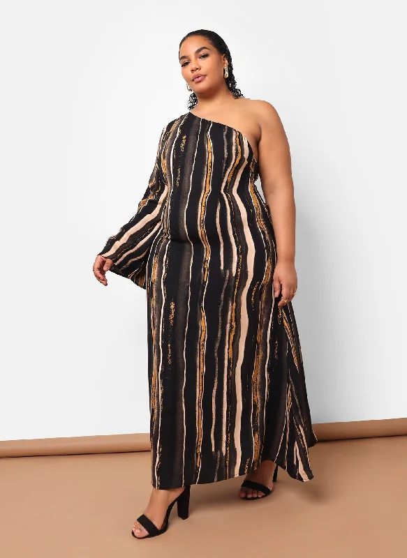 Midi dresses with pleated skirts for a timeless and elegant appealEsperanza Stripe Print Maxi Kaftan Dress