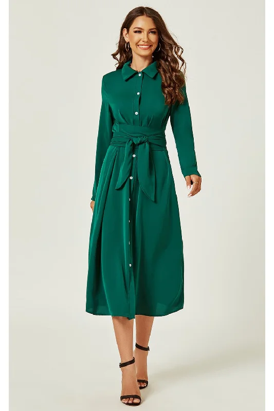 Midi dresses with embroidered accents for a unique and detailed designFS Collection Shirt Midi Wrap Dress In Green Midi dresses with embroidered accents for a unique and detailed designFS Collection Shirt Midi Wrap Dress In Green