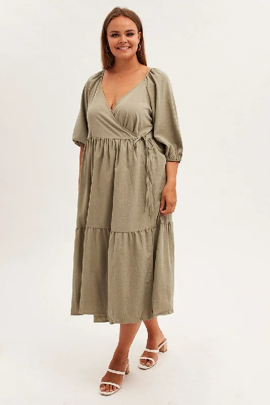 Midi dresses with puff sleeves for a vintage - inspired lookGreen Maxi Dress Wrap Short Sleeve Midi dresses with puff sleeves for a vintage - inspired lookGreen Maxi Dress Wrap Short Sleeve