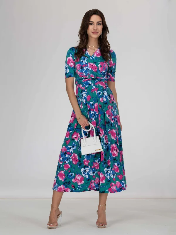 Midi dresses with V - necklines for a flattering and elongating effectJolie Moi Abstract Floral Print Maxi Dress, Green Abstract Midi dresses with V - necklines for a flattering and elongating effectJolie Moi Abstract Floral Print Maxi Dress, Green Abstract