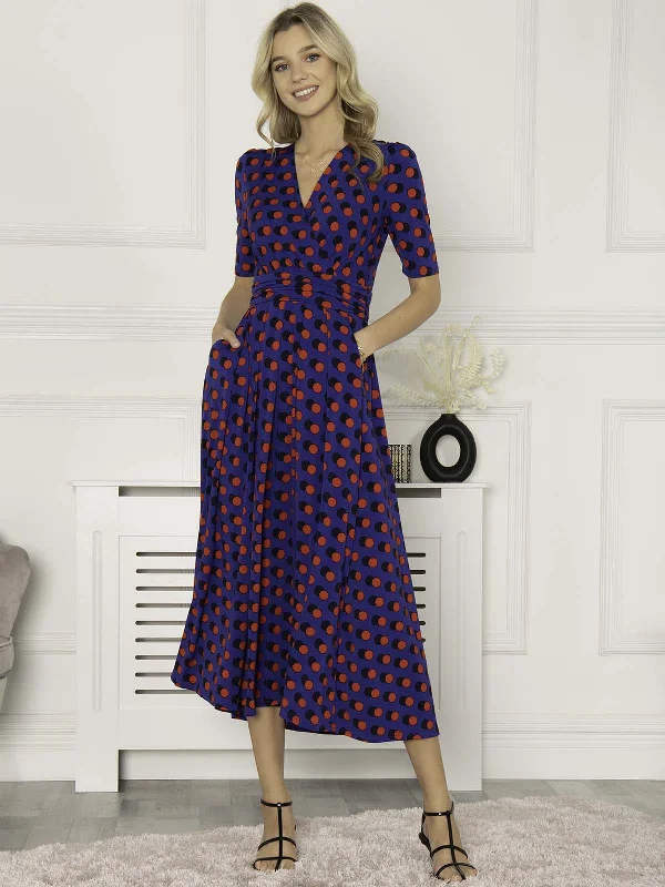 Midi dresses with off - the - shoulder necklines for a flirty lookJolie Moi Akayla Printed Jersey Maxi Dress, Blue Polka Midi dresses with off - the - shoulder necklines for a flirty lookJolie Moi Akayla Printed Jersey Maxi Dress, Blue Polka