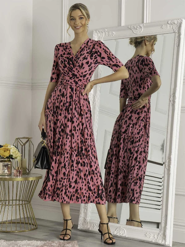 Midi dresses with denim fabric for a casual yet stylish day outJolie Moi Animal Print Wrap Neck Maxi Dress, Pink Animal Midi dresses with denim fabric for a casual yet stylish day outJolie Moi Animal Print Wrap Neck Maxi Dress, Pink Animal