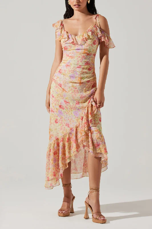 Midi dresses with animal prints for a bold and confident appearanceLuvita Floral Ruffle Chiffon Midi Dress Midi dresses with animal prints for a bold and confident appearanceLuvita Floral Ruffle Chiffon Midi Dress