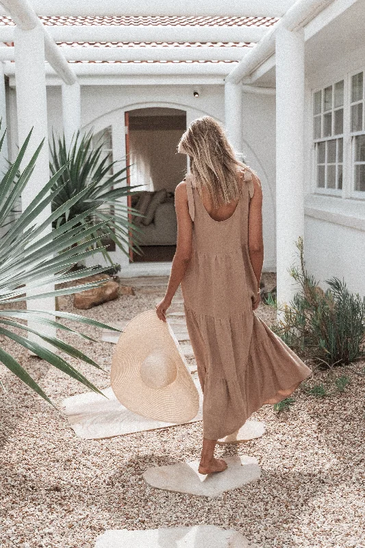 Midi dresses with bow accents for a sweet and charming lookMarcy Midi Dress - Mocha