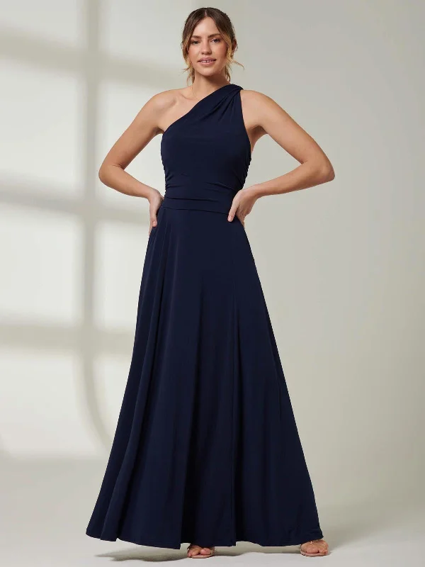 Midi dresses with button - front designs for a classic touchOne Shoulder Jersey Maxi Dress, Navy Midi dresses with button - front designs for a classic touchOne Shoulder Jersey Maxi Dress, Navy