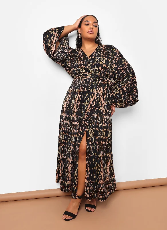 Midi dresses with tassel accents for a bohemian and free - spirited styleRia Abstract Print Maxi Wrap Dress Midi dresses with tassel accents for a bohemian and free - spirited styleRia Abstract Print Maxi Wrap Dress