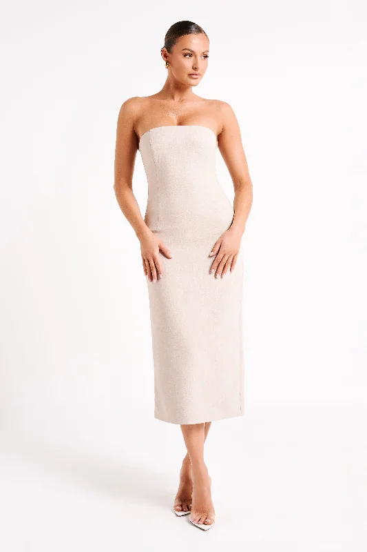 Sable Textured Midi Dress - Natural