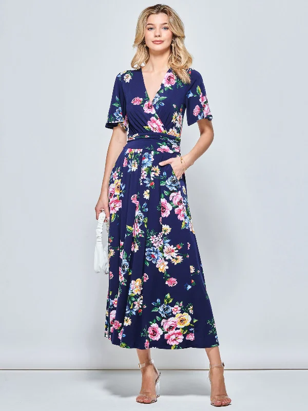 Midi dresses with bow accents for a sweet and charming lookSherya Jersey Angel Sleeve Maxi Dress, Floral Multi Midi dresses with bow accents for a sweet and charming lookSherya Jersey Angel Sleeve Maxi Dress, Floral Multi