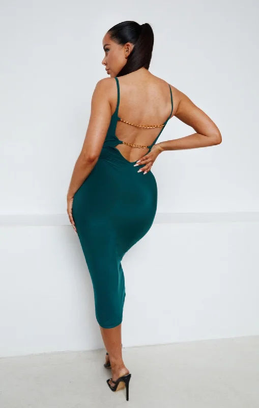 A - line midi dresses with floral prints for spring brunchesEmerald Chain Detail Strappy Bodycon Midi Dress - Penny A - line midi dresses with floral prints for spring brunchesEmerald Chain Detail Strappy Bodycon Midi Dress - Penny