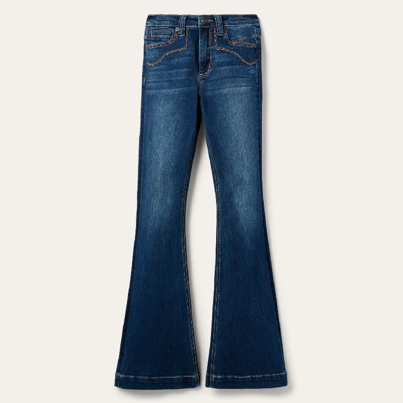 Denim Top for a Music Festival with a Rock - n - Roll Vibe921 High Rise Flare Jeans