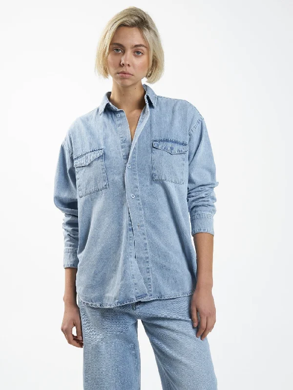 Ripped Denim Top for a Rebellious Fashion StatementAdrian Denim Shirt - Endless Blue Ripped Denim Top for a Rebellious Fashion StatementAdrian Denim Shirt - Endless Blue