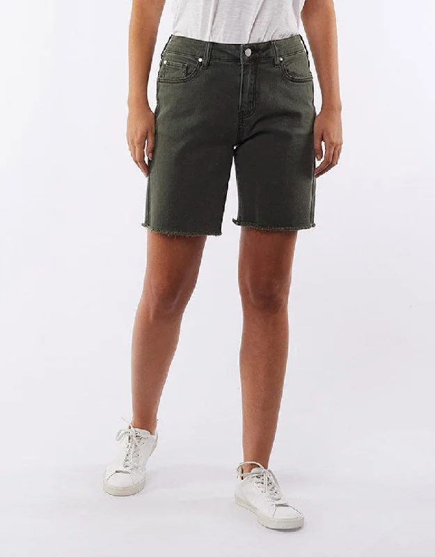 Embroidered Denim Top with Intricate PatternsAja Bermuda Shorts - Khaki