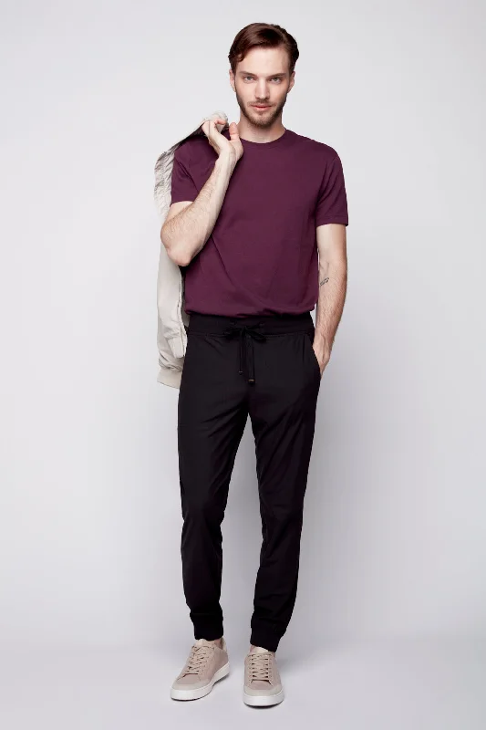 Patchwork Denim Top with a Unique and Artistic AppealAXEL - Pull-On Jogger with Elasticized Waist & Cuffs - Black Patchwork Denim Top with a Unique and Artistic AppealAXEL - Pull-On Jogger with Elasticized Waist & Cuffs - Black