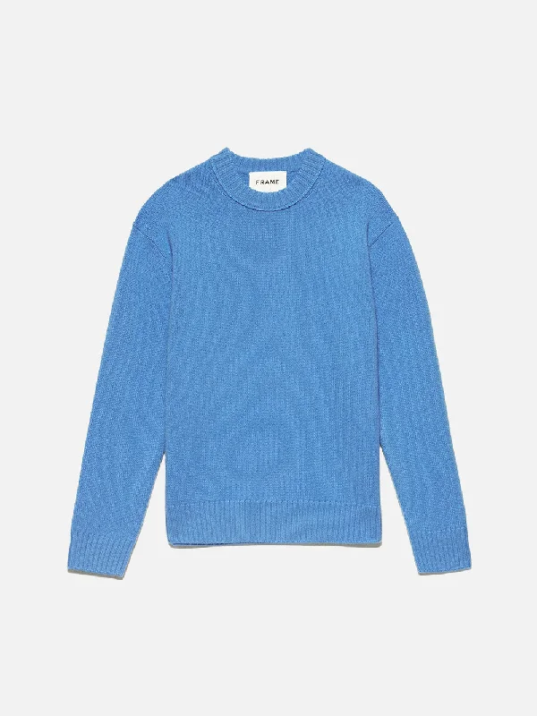 Fringed Denim Top with a Bohemian FlairThe Cashmere Crewneck Sweater -- Bright Blue