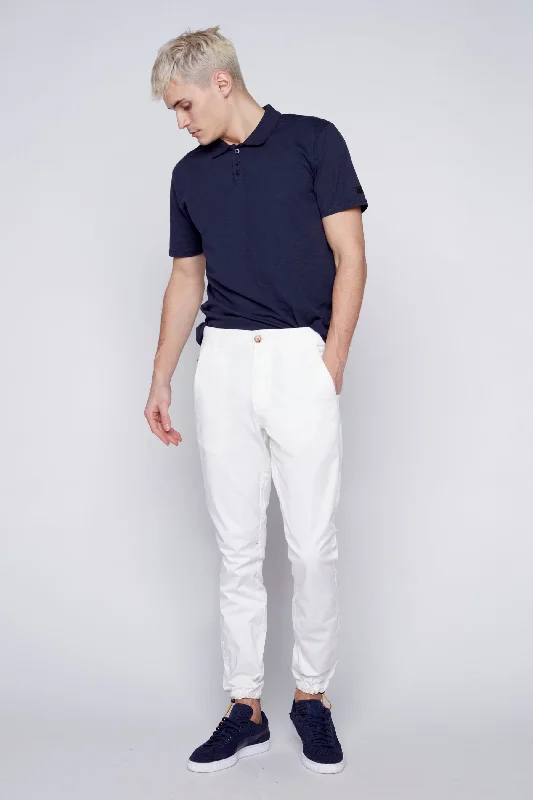 Denim Top with a Collared Neckline for a Preppy StyleELTON - Slim Fit Chinos (Convertible Joggers) - Off White Denim Top with a Collared Neckline for a Preppy StyleELTON - Slim Fit Chinos (Convertible Joggers) - Off White