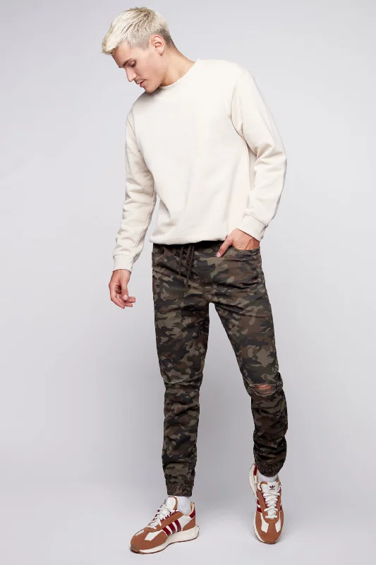 Embroidered Denim Top with Intricate PatternsJAGGER - Distressed 5 Pocket Twill Classic Jogger - Camo Embroidered Denim Top with Intricate PatternsJAGGER - Distressed 5 Pocket Twill Classic Jogger - Camo