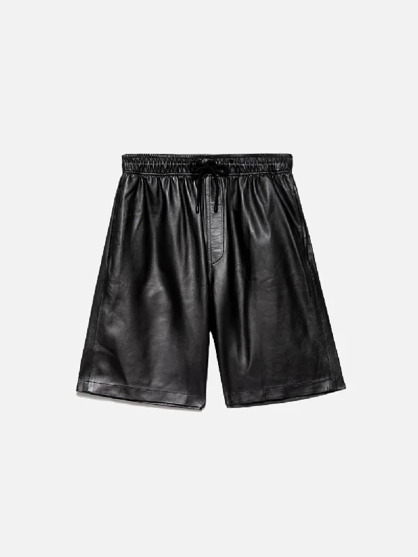 Denim Top with a Belted Waist for a Defined SilhouetteLeather Short -- Noir