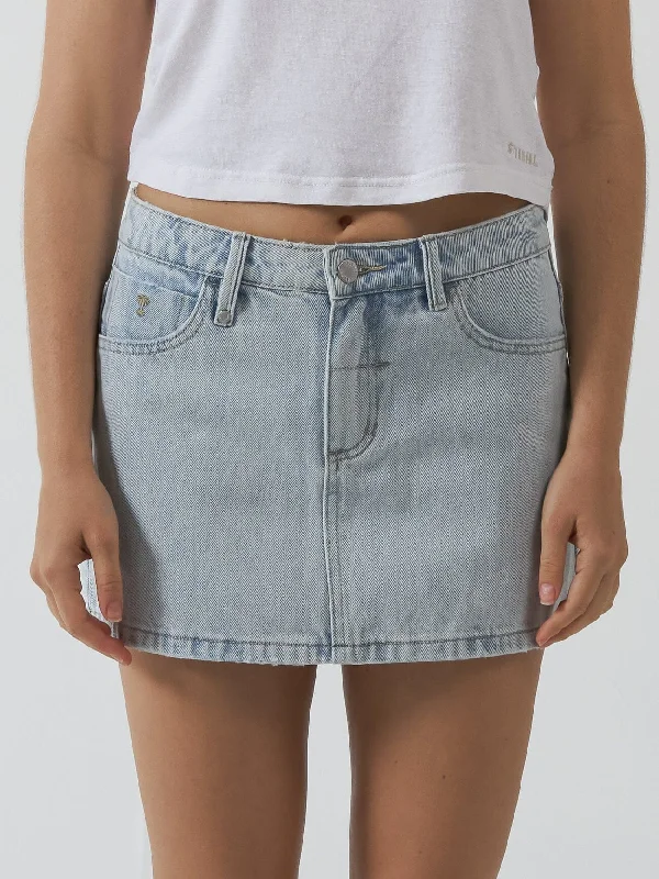 Fringed Denim Top with a Bohemian FlairSophie Skirt - Faded Dust Blue
