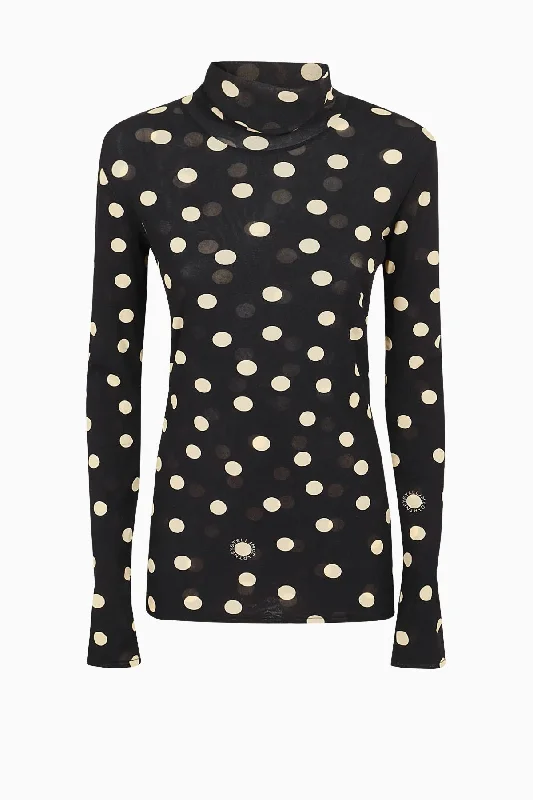 Cropped Denim Top to Pair with High - Waisted BottomsStella McCartney Polka Dot Jersey Top - Black/ Beige Cropped Denim Top to Pair with High - Waisted BottomsStella McCartney Polka Dot Jersey Top - Black/ Beige