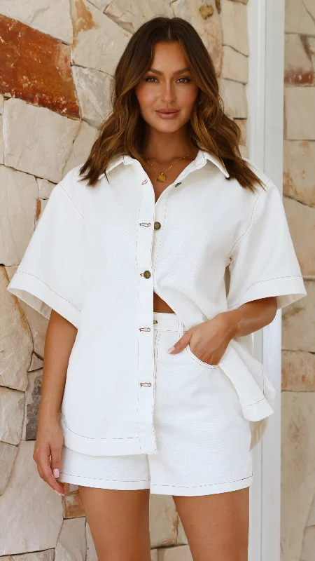 Studded Denim Top for a Glamorous and Bold StyleThalia Top - Ivory