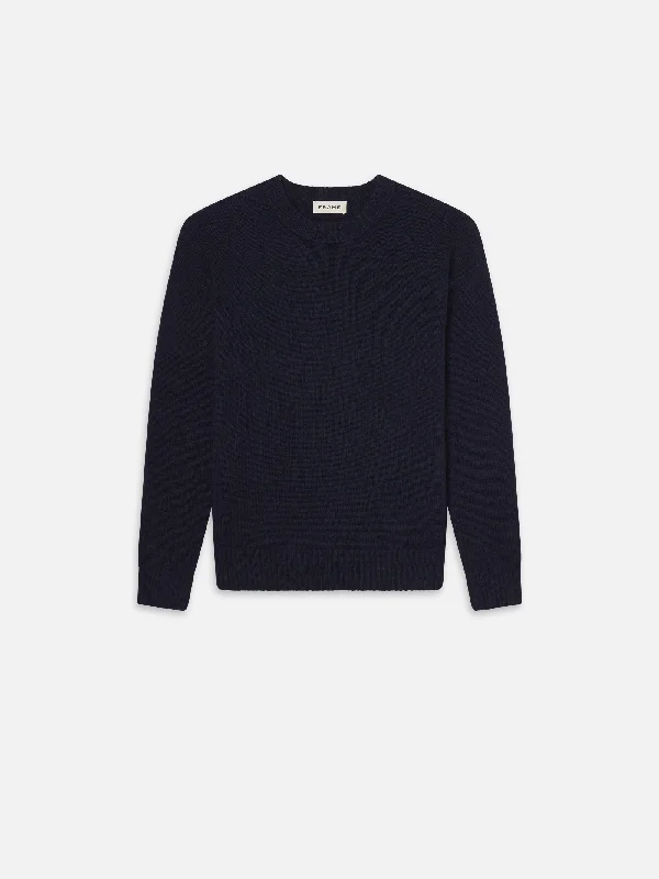 Fringed Denim Top with a Bohemian FlairCashmere Crewneck Sweater -- Navy
