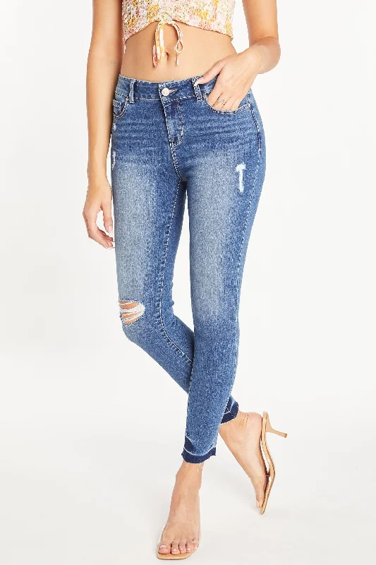 Ripped Denim Top for a Rebellious Fashion StatementMid Rise 5 Pocket Ankle Skinny Jeans Ripped Denim Top for a Rebellious Fashion StatementMid Rise 5 Pocket Ankle Skinny Jeans