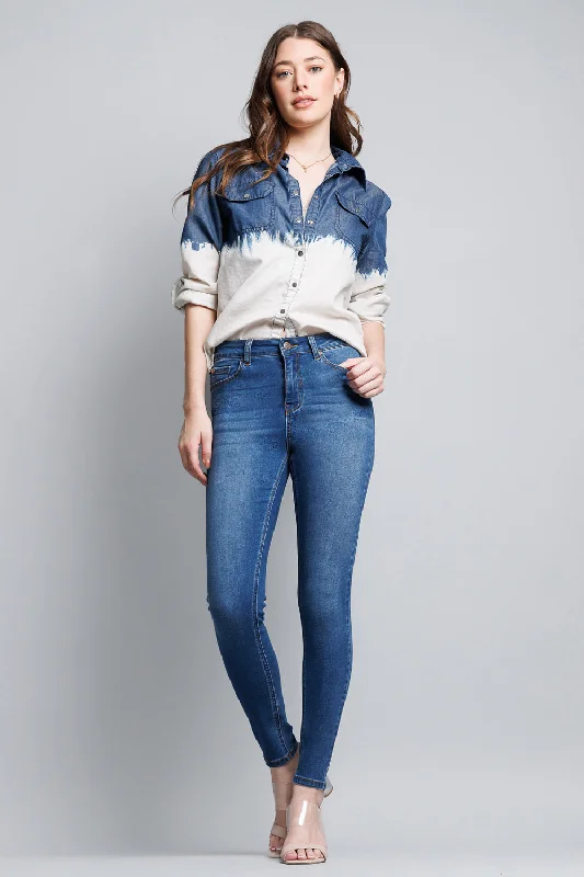 Long - Sleeve Denim Top for Cold Weather LayeringHigh Rise Classic Ankle Skinny Jeans Long - Sleeve Denim Top for Cold Weather LayeringHigh Rise Classic Ankle Skinny Jeans