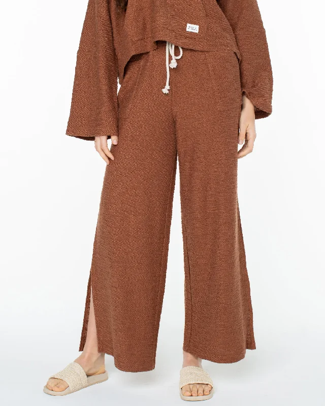 Women's two - piece pant set Ripped women jeans for a rebellious and fashion - forward style Beach Breeze Side-Slit Wide Leg Pants - Carob Brown Women's two - piece pant set Ripped women jeans for a rebellious and fashion - forward style Beach Breeze Side-Slit Wide Leg Pants - Carob Brown