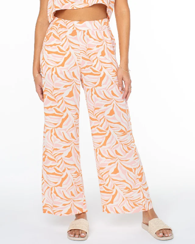 Women's elastic - waist lounge pants Acid - wash women jeans with a retro finish Midnight Avenue Wide Leg Pants - Parchment Women's elastic - waist lounge pants Acid - wash women jeans with a retro finish Midnight Avenue Wide Leg Pants - Parchment