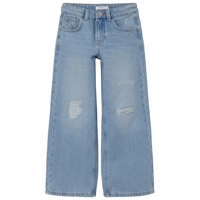 Women's leather moto pants Wide - leg women jeans for a modern and relaxed vibe Name it Light Blue Denim Rose Wide Jeans Noos Women's leather moto pants Wide - leg women jeans for a modern and relaxed vibe Name it Light Blue Denim Rose Wide Jeans Noos