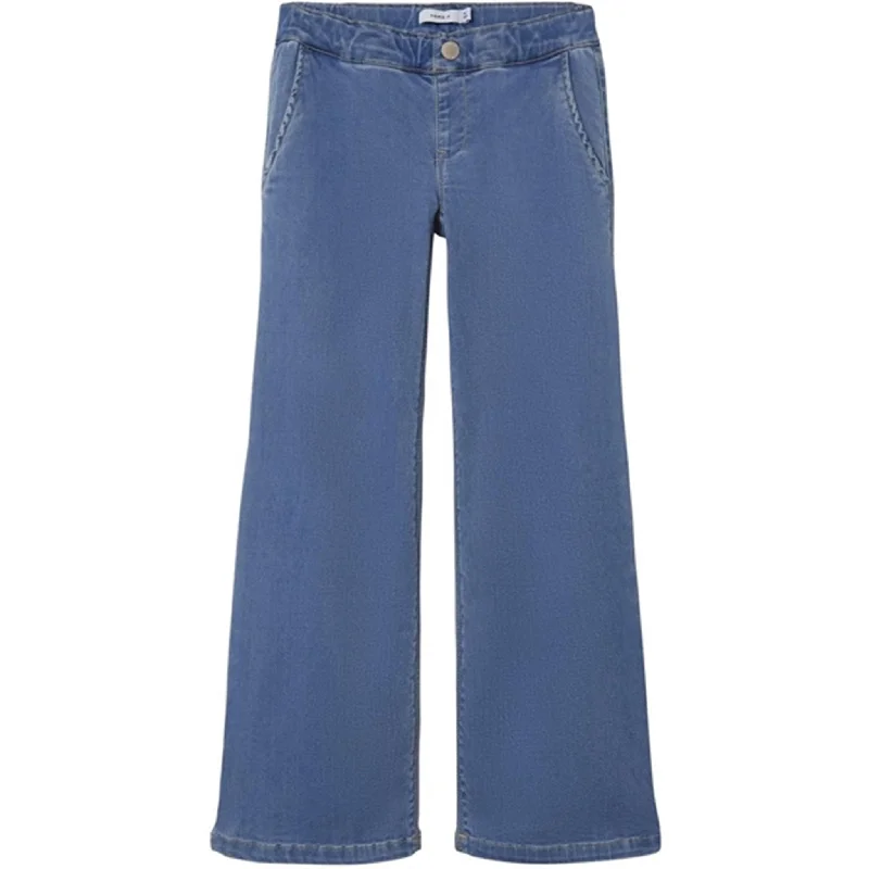 Women's designer brand pants High - rise flare women jeans for a 70s - inspired look Name it Light Blue Denim Salli Wide Jeans Noos Women's designer brand pants High - rise flare women jeans for a 70s - inspired look Name it Light Blue Denim Salli Wide Jeans Noos