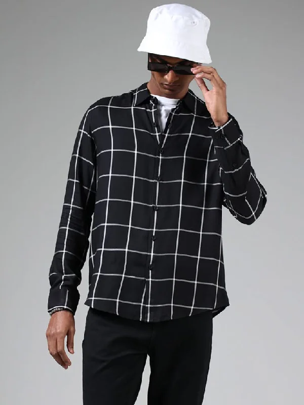 Women's elastic - waist lounge pants Acid - wash women jeans with a retro finish Nuon Black Windowpane Checked Relaxed-Fit Shirt Women's elastic - waist lounge pants Acid - wash women jeans with a retro finish Nuon Black Windowpane Checked Relaxed-Fit Shirt