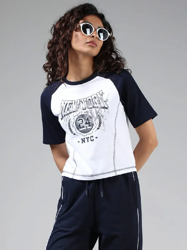 Women's pants for travel Embellished women jeans with studs or rhinestones for a glamorous touch Studiofit Navy Blue and White Typographic Printed Cotton T-Shirt Women's pants for travel Embellished women jeans with studs or rhinestones for a glamorous touch Studiofit Navy Blue and White Typographic Printed Cotton T-Shirt