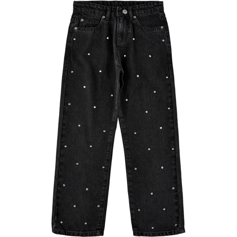 Women's tassel - adorned boho pants Embellished women jeans with studs or rhinestones for a glamorous touch The New Black Denim Isia Straight Jeans Women's tassel - adorned boho pants Embellished women jeans with studs or rhinestones for a glamorous touch The New Black Denim Isia Straight Jeans