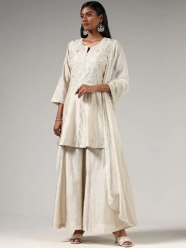 Women's pocket - equipped casual pants Button - fly women jeans with a traditional touch Vark Grey Floral Embroidered Kurta, Palazzos and Dupatta Set Women's pocket - equipped casual pants Button - fly women jeans with a traditional touch Vark Grey Floral Embroidered Kurta, Palazzos and Dupatta Set