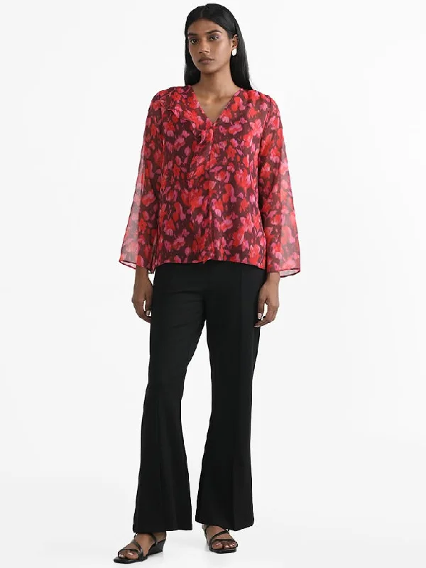 Women's striped business pants Bootcut women jeans to complement various shoe styles Wardrobe Floral Printed Red Blouse Women's striped business pants Bootcut women jeans to complement various shoe styles Wardrobe Floral Printed Red Blouse