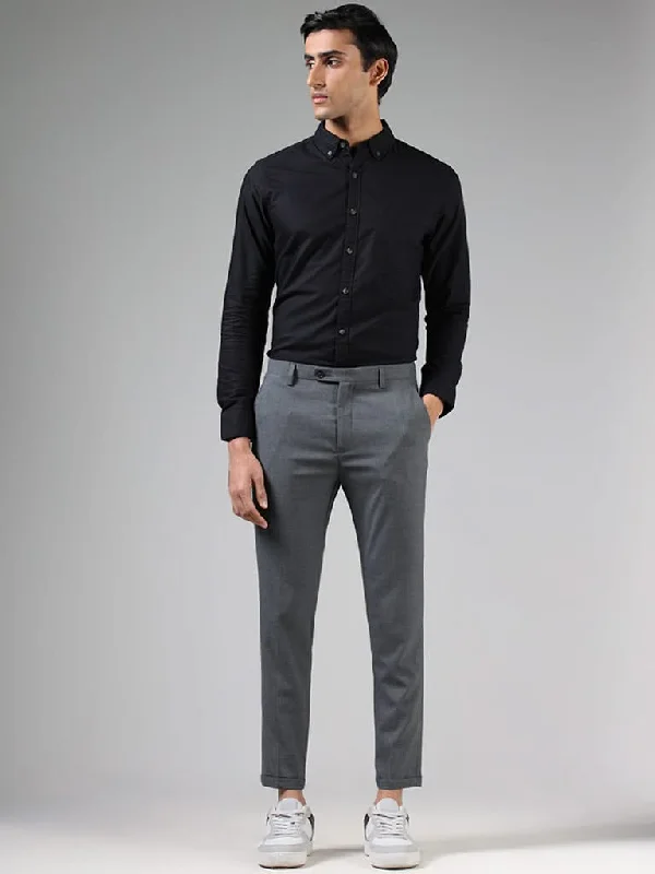 Women's linen summer pants High - rise flare women jeans for a 70s - inspired look WES Formals Solid Grey Slim-Fit Mid-Rise Trousers Women's linen summer pants High - rise flare women jeans for a 70s - inspired look WES Formals Solid Grey Slim-Fit Mid-Rise Trousers