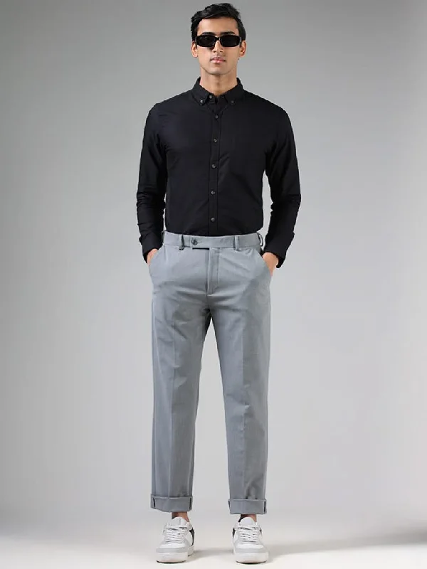 Women's pants with hidden pockets Embellished women jeans with studs or rhinestones for a glamorous touch WES Formals Solid Light Grey Slim-Fit Mid-Rise Trousers Women's pants with hidden pockets Embellished women jeans with studs or rhinestones for a glamorous touch WES Formals Solid Light Grey Slim-Fit Mid-Rise Trousers